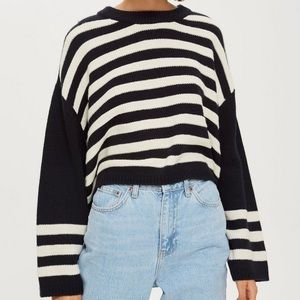 Topshop Ottoman Stripe Cropped Sweater